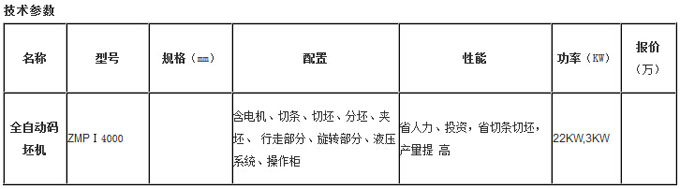 全自動碼坯機技術(shù)參數(shù)